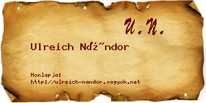 Ulreich Nándor névjegykártya
